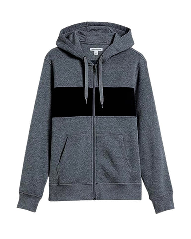 Gray Full Zip Hooded Fleece Sweatshirt | Elite Jacket