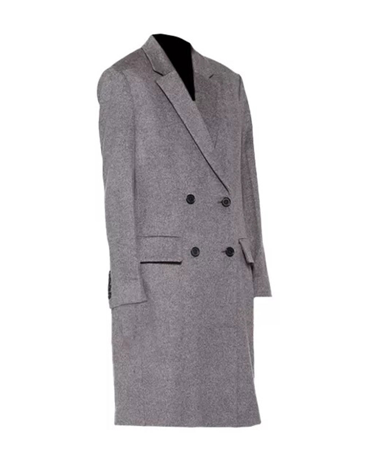 Womens Grey Double Breasted Wool Coat | Elite Jacket