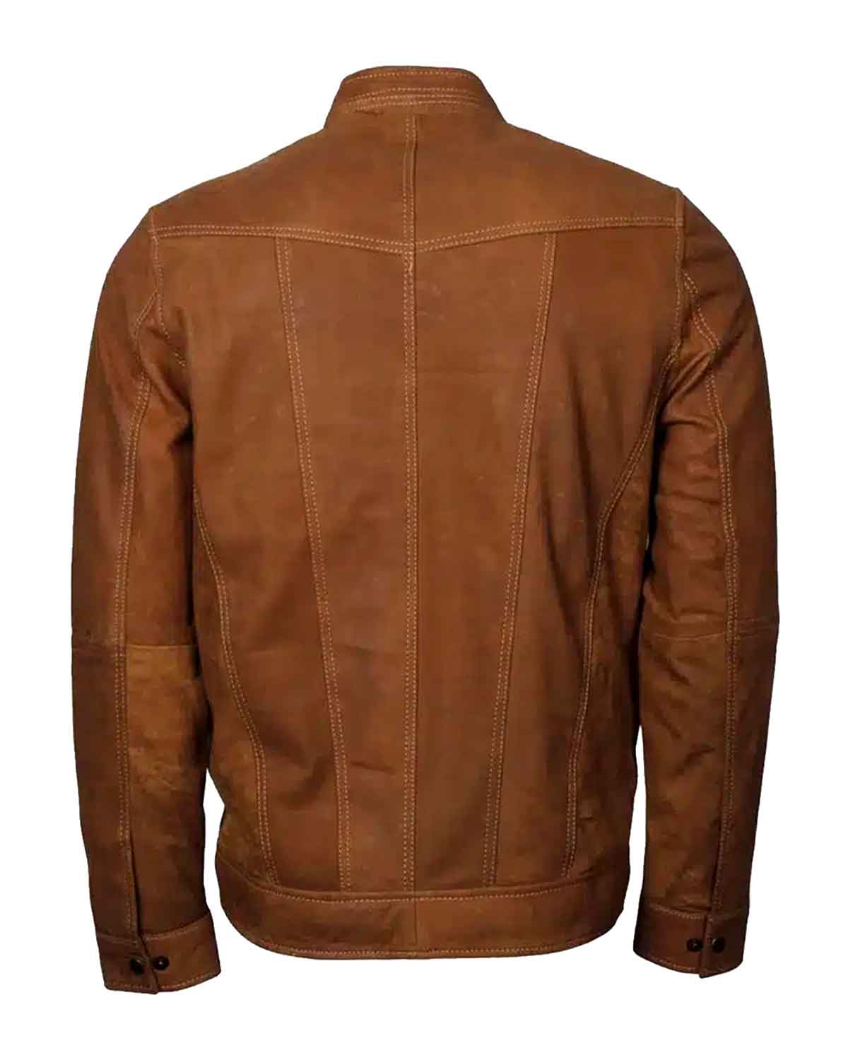 Mens Classic Tan Suede Leather Biker Jacket