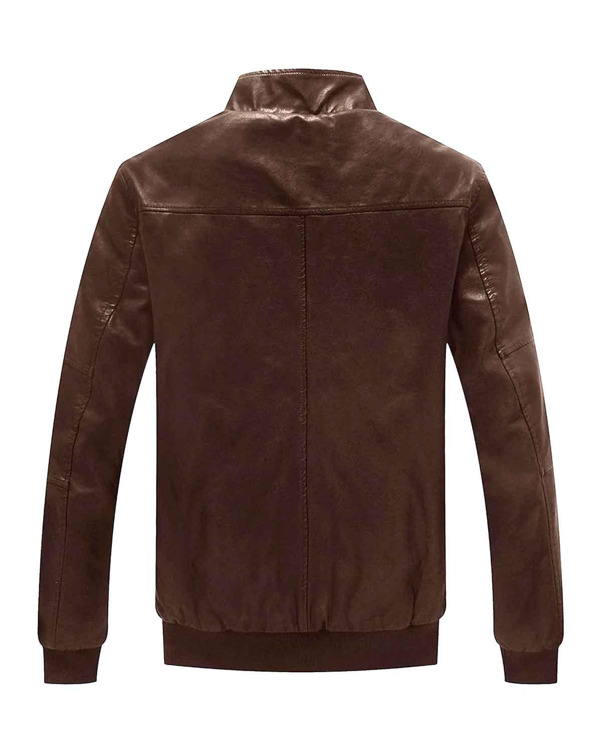 Mens Dark Brown Biker Leather Bomber Jacket