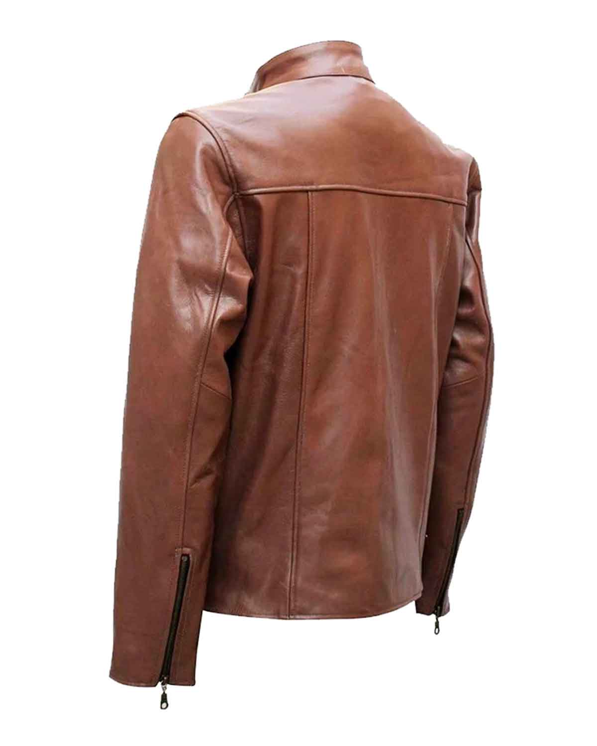 Mens Classic Brown Biker Style Leather Jacket