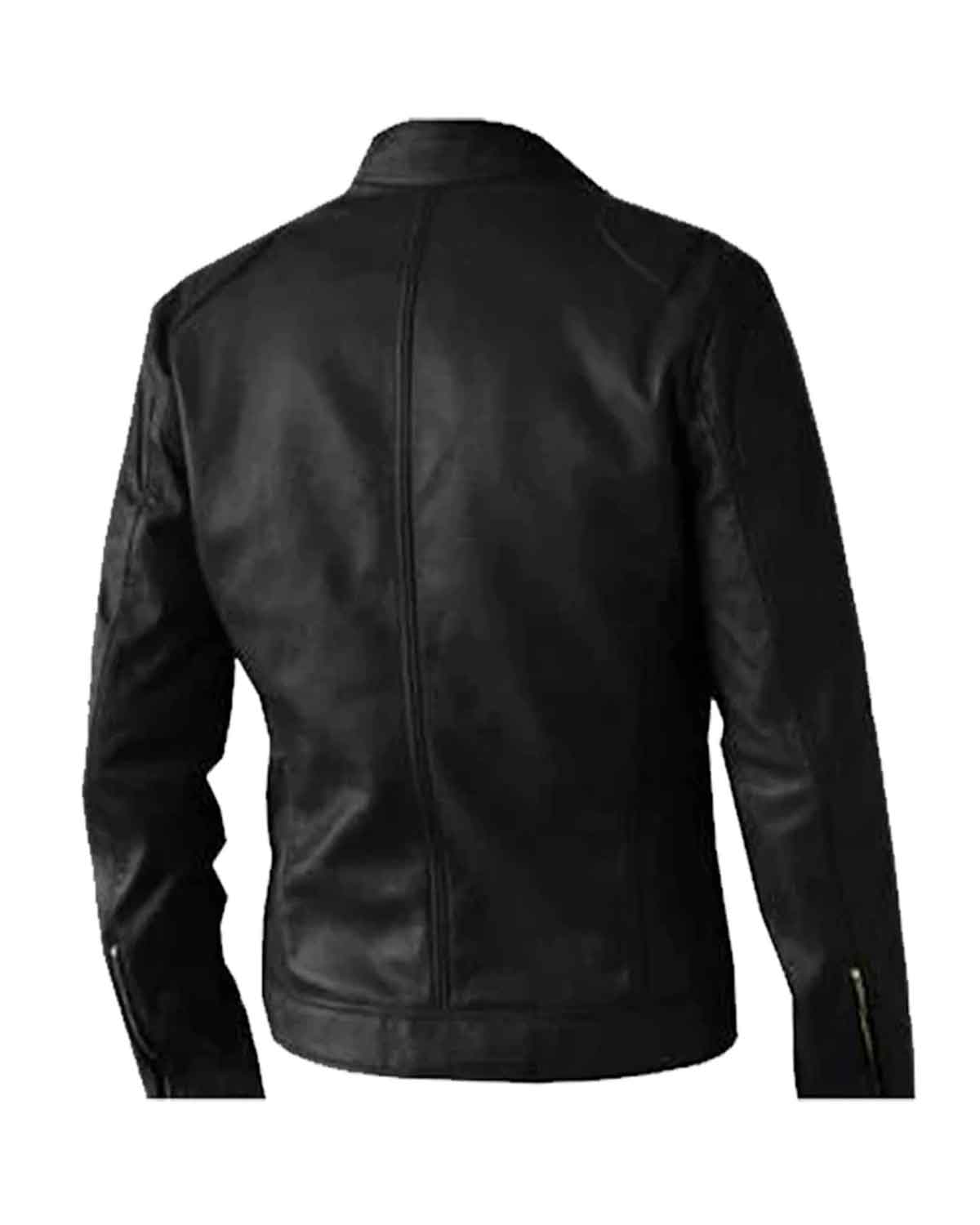 Mens Black Genuine Leather Biker Jacket