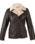 Womens Sheepskin Brown Leather Shearling Jacket | Elite Jacket