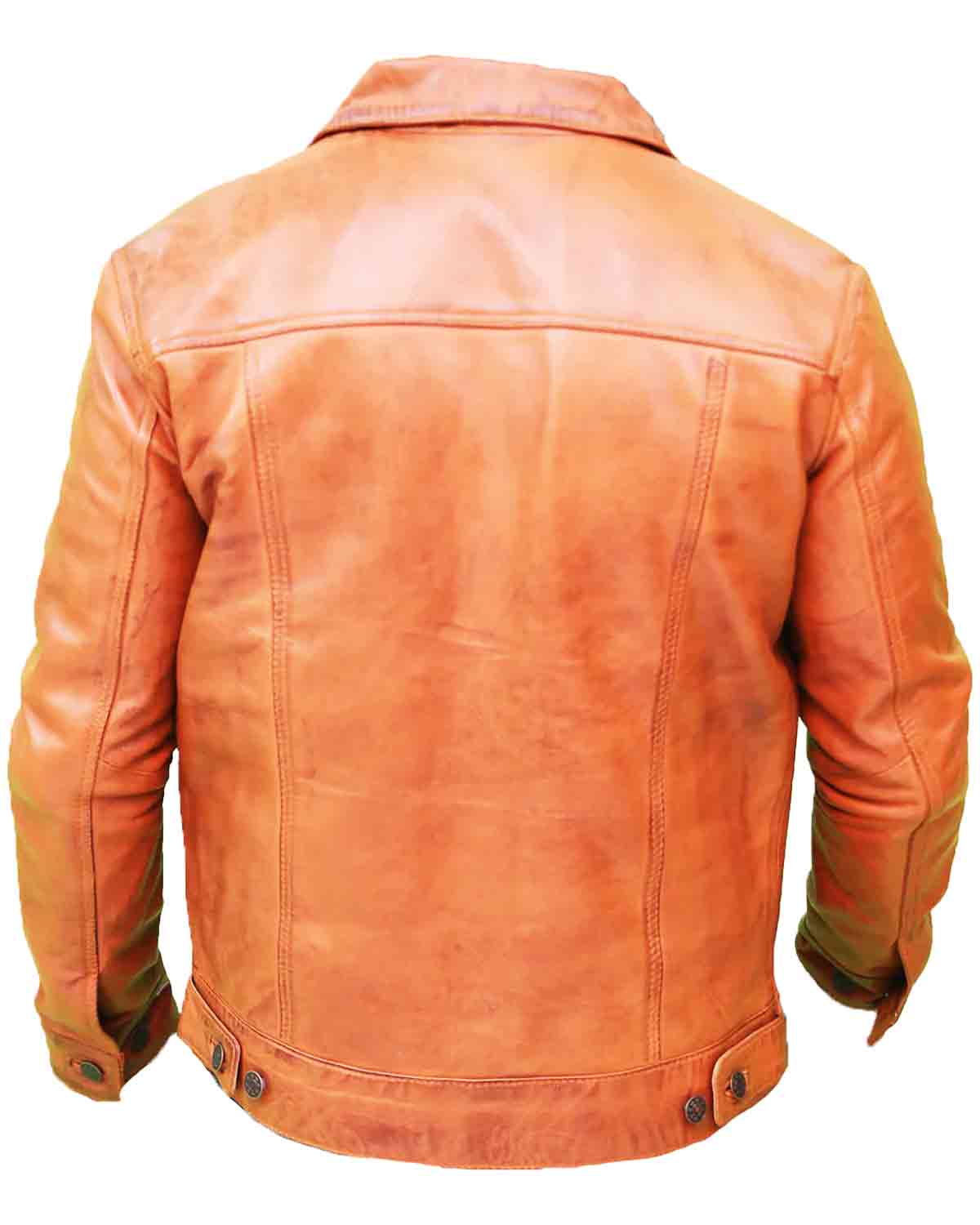 Mens Light Brown Real Leather Trucker Jacket | Elite Jacket