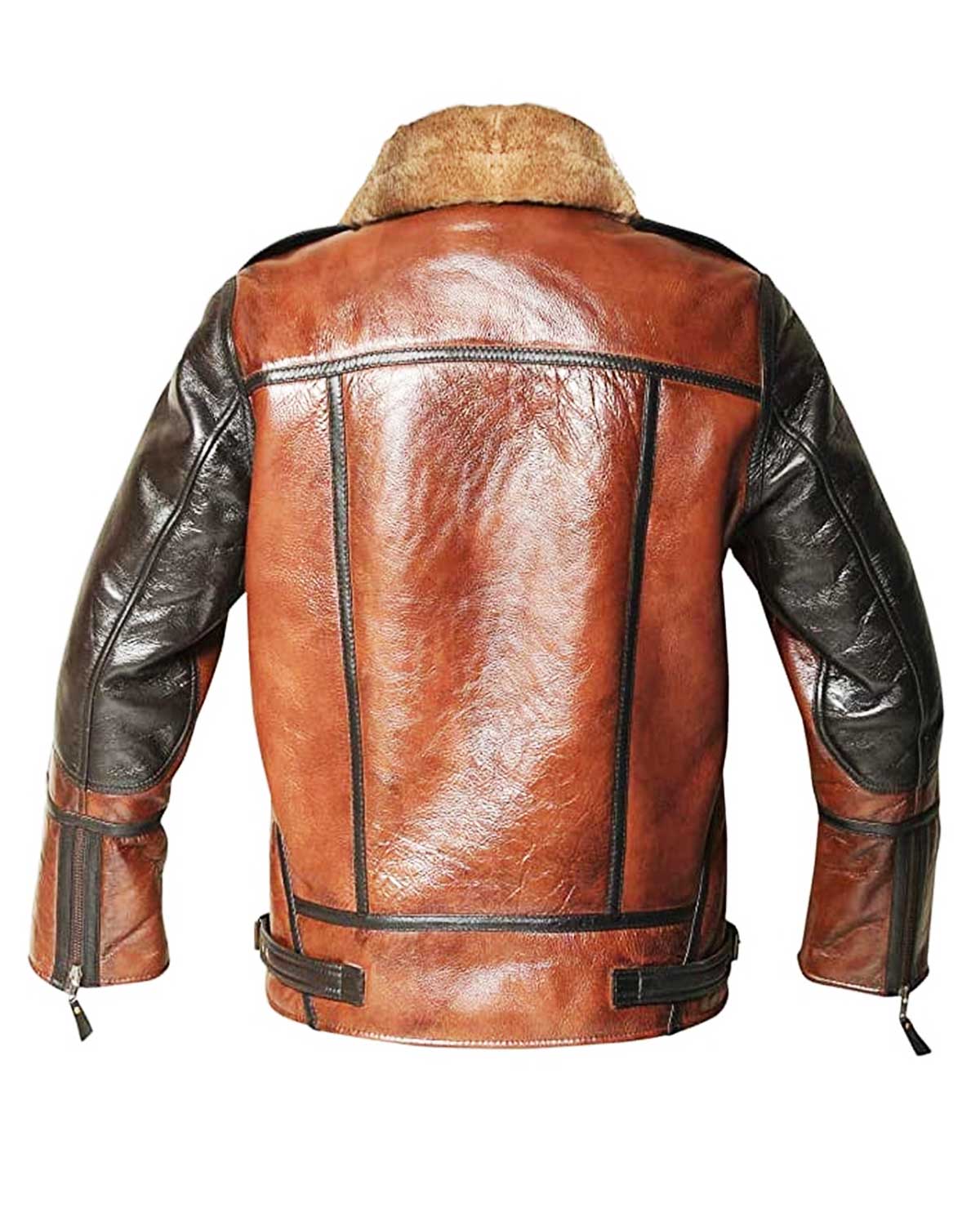 Mens B3 Shearling Aviator Brown Distressed Leather Jacket