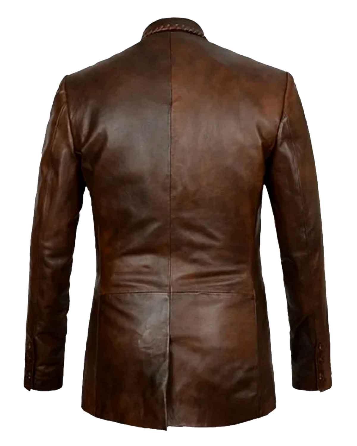 Mens Distressed Brown Lapel Style Leather Blazer