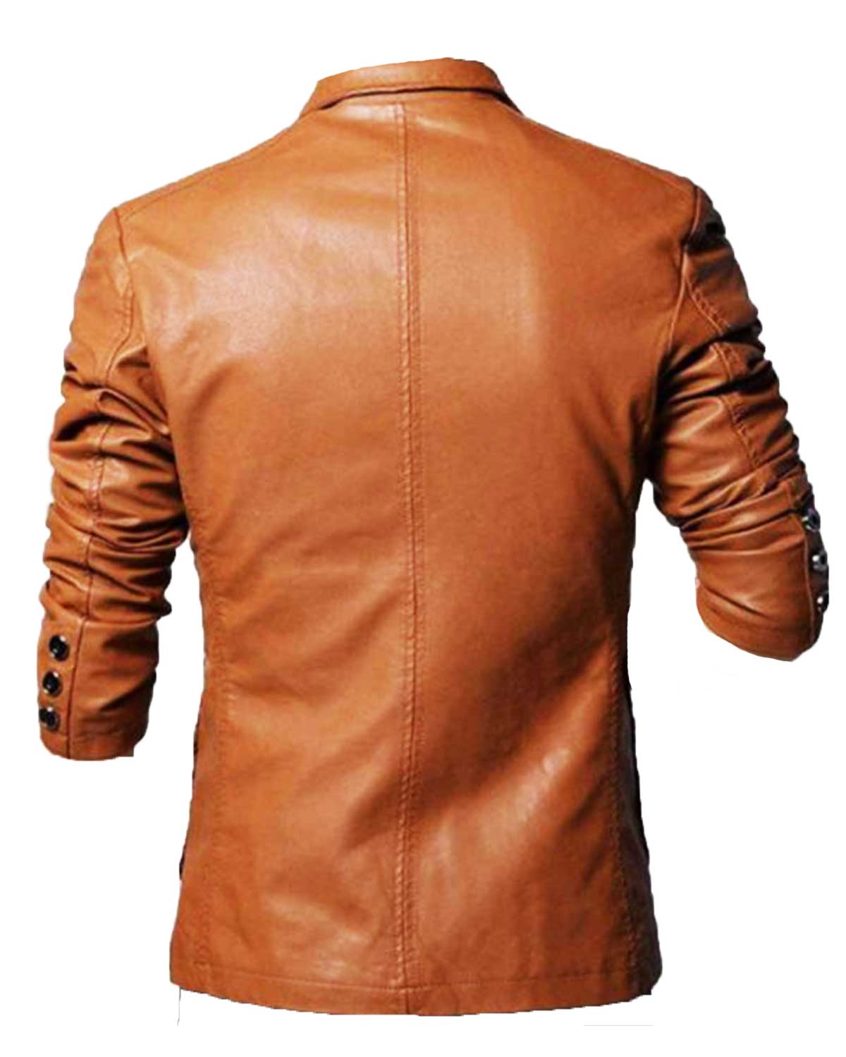 Mens Casual Wear Slim Fit Brown Leather Blazer | Elite Jacket