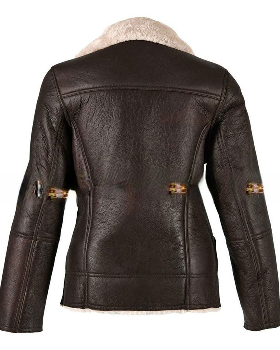 Women Light Brown Shearling Leather Jacket main image 1