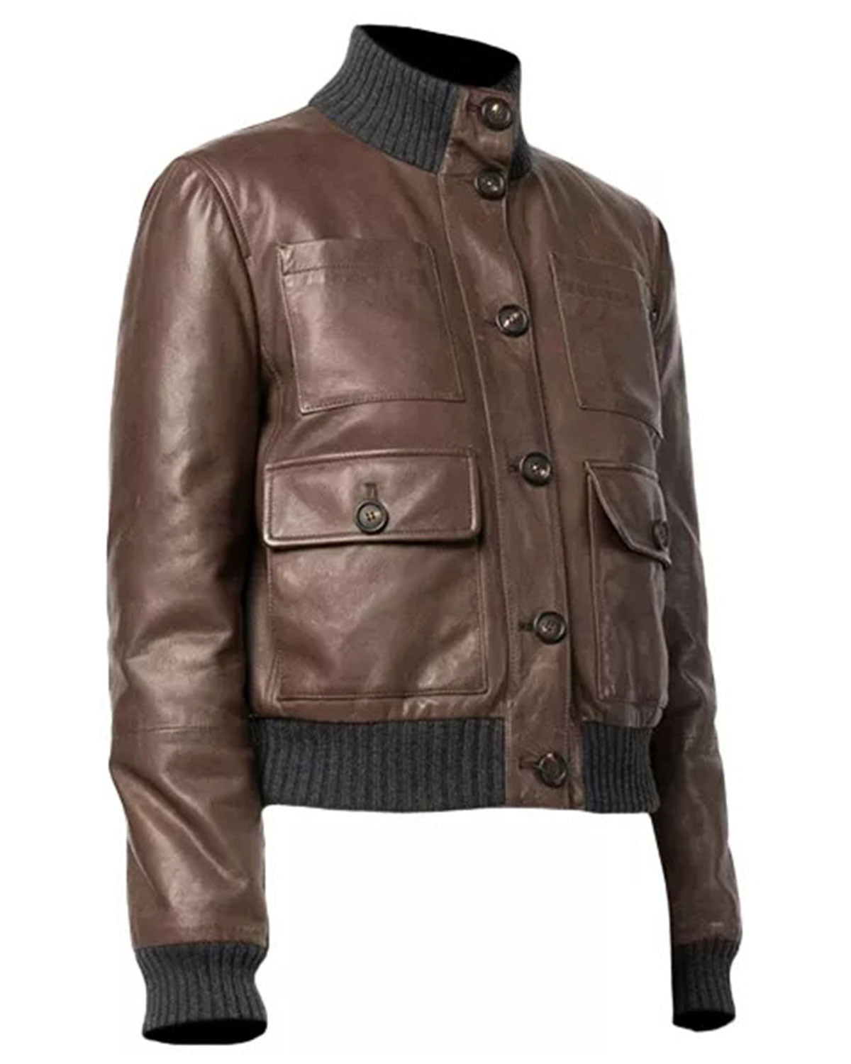 Womens Brown Leather Bomber Jacket | Elite Jacket