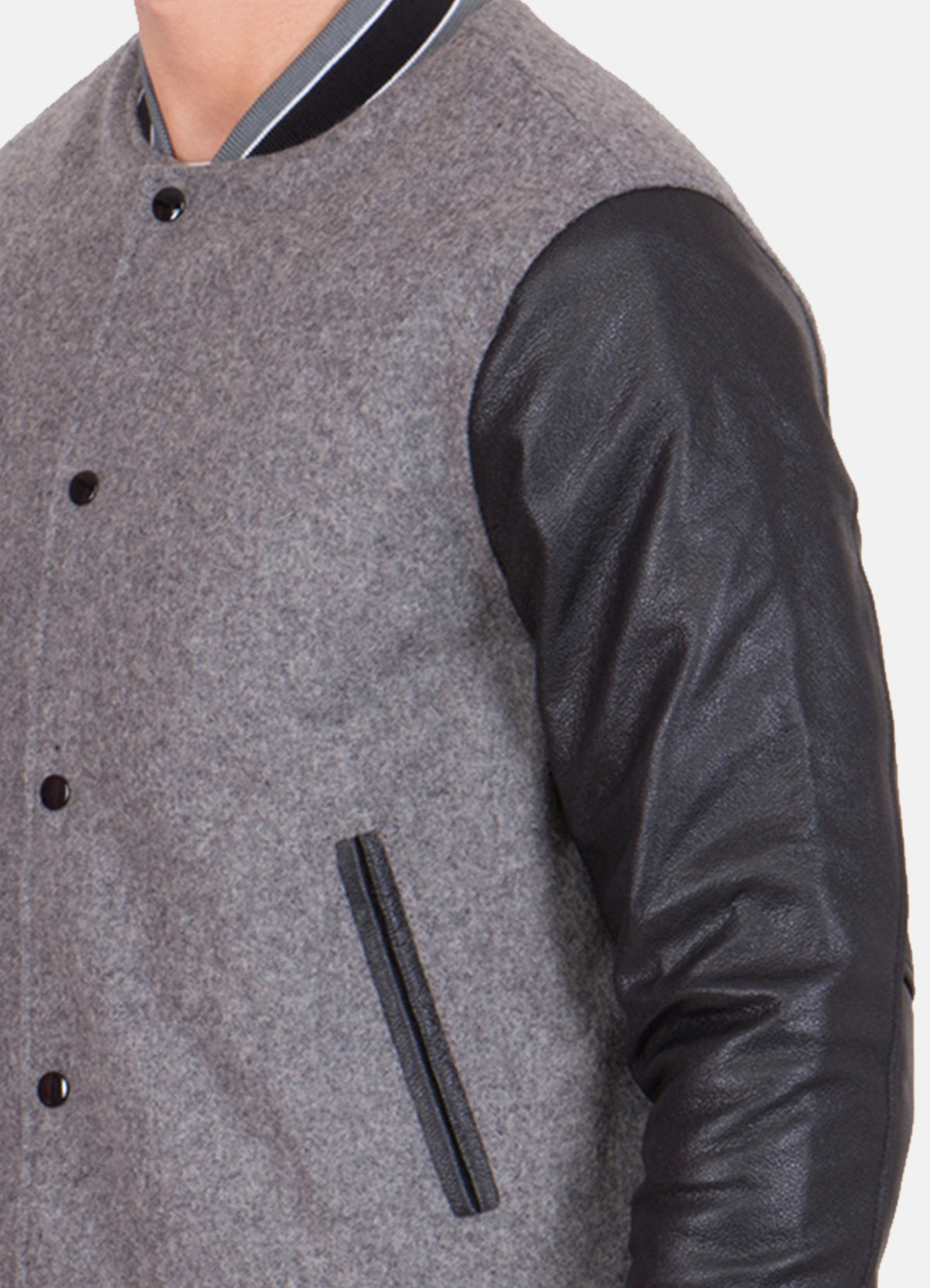 Mens Gray and Black Varsity Jacket | Elite Jacket