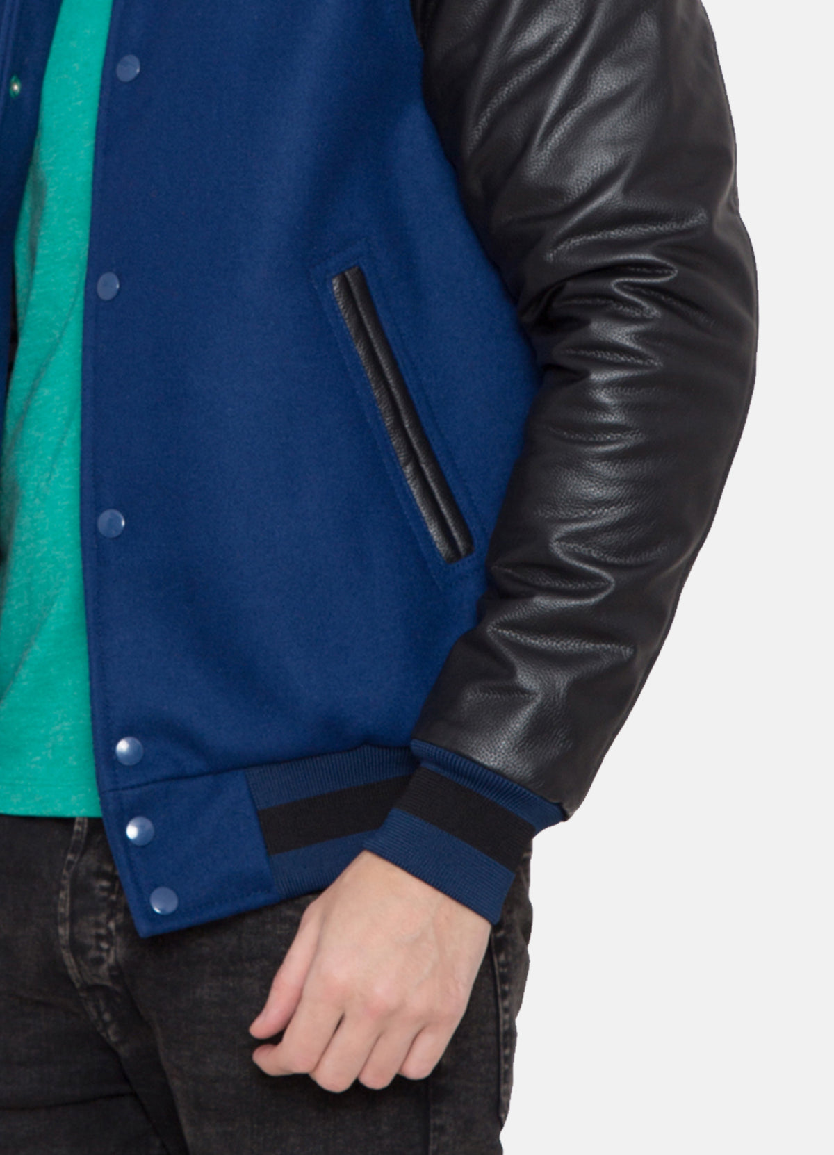 Mens Blue and Black Varsity Jacket | Elite Jacket