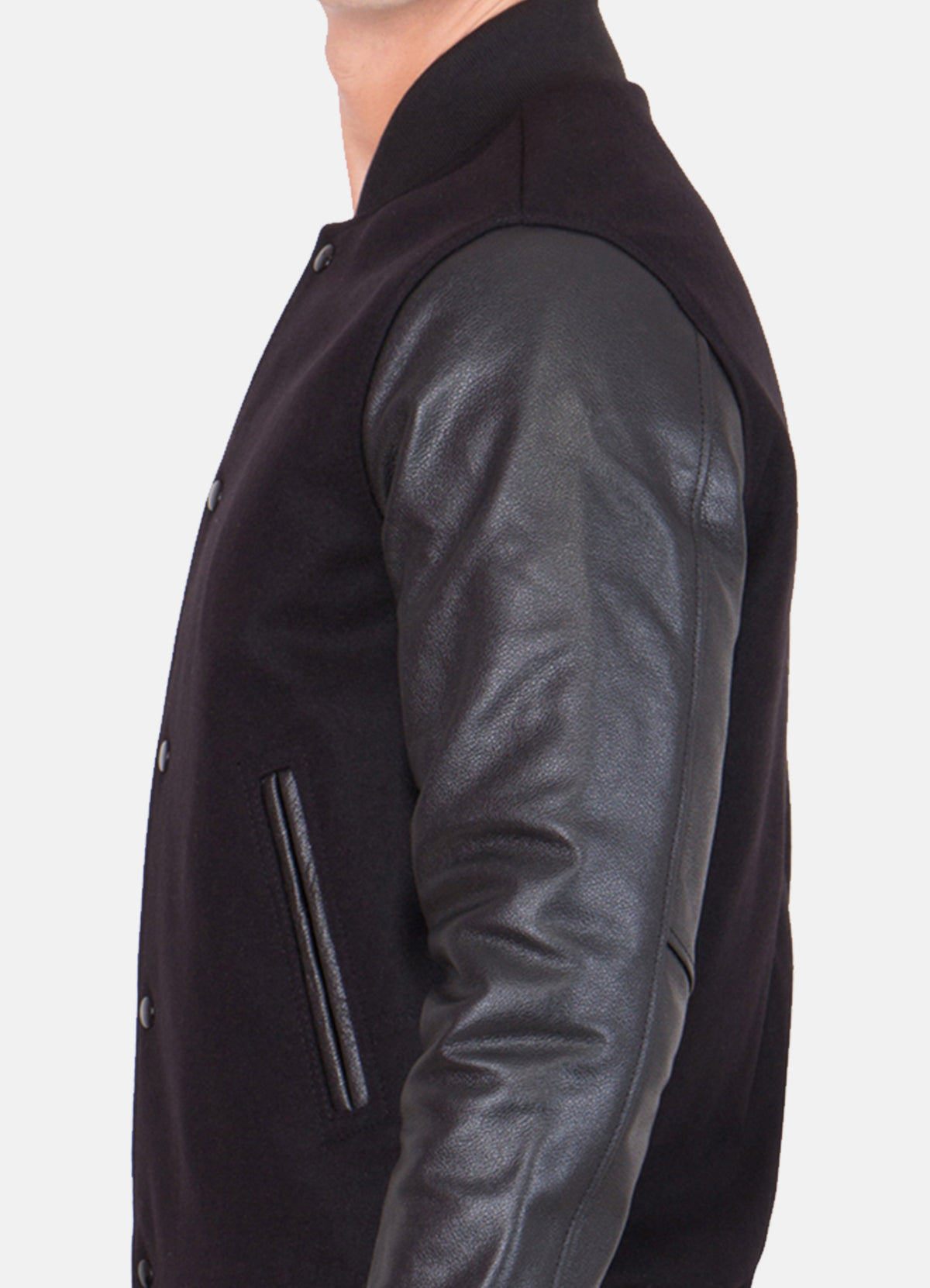 Mens Classic Black Varsity Jacket | Elite Jacket