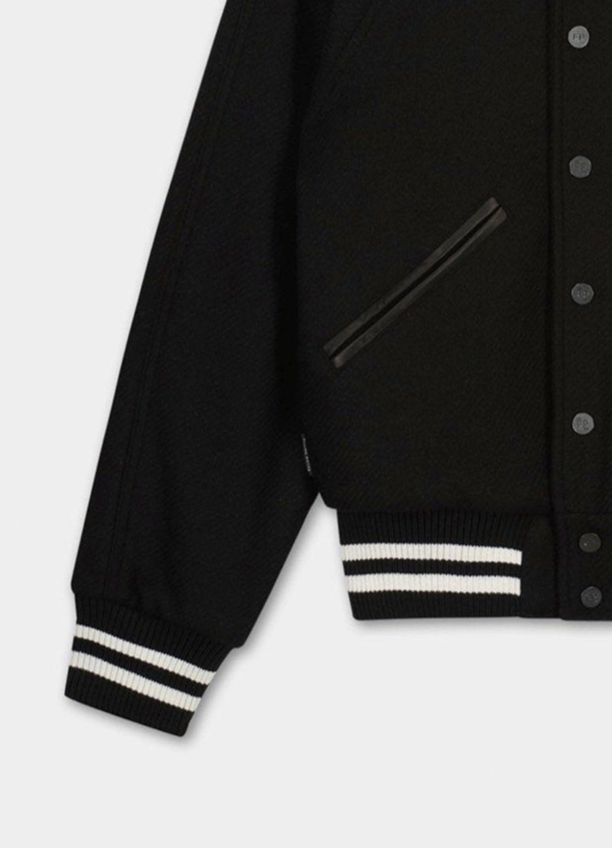 Womens Deep Black Wool Varsity Jacket | Elite Jacket