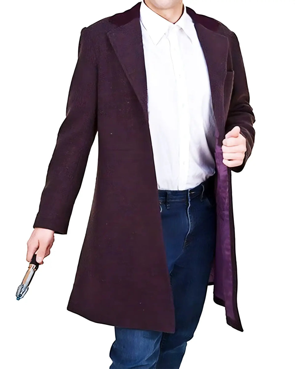 Doctor Who 11th Doctor Purple Long Coat For Mens – Elite Jacket