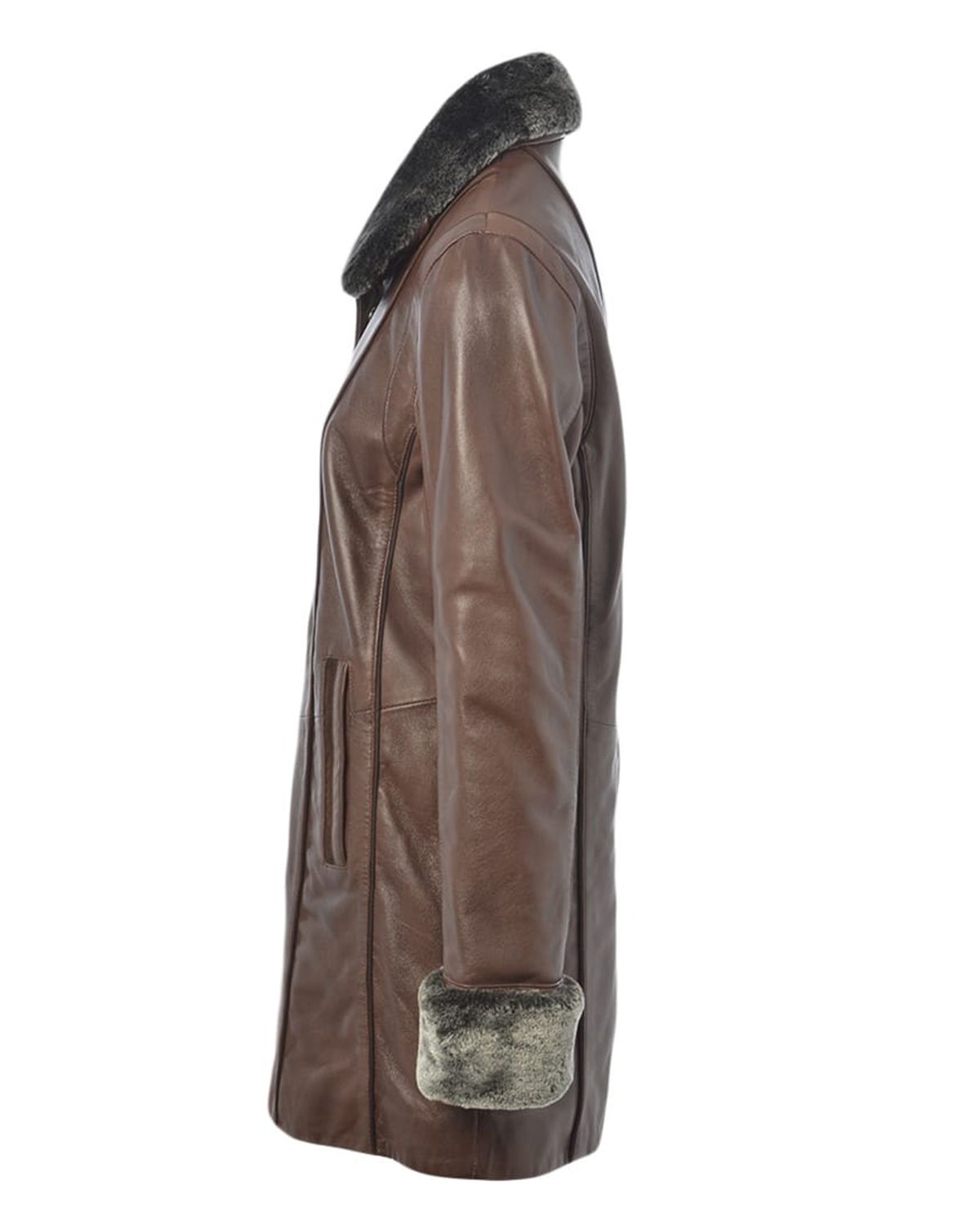 Fur Collar Real Leather Coat For Women | Elite Jacket