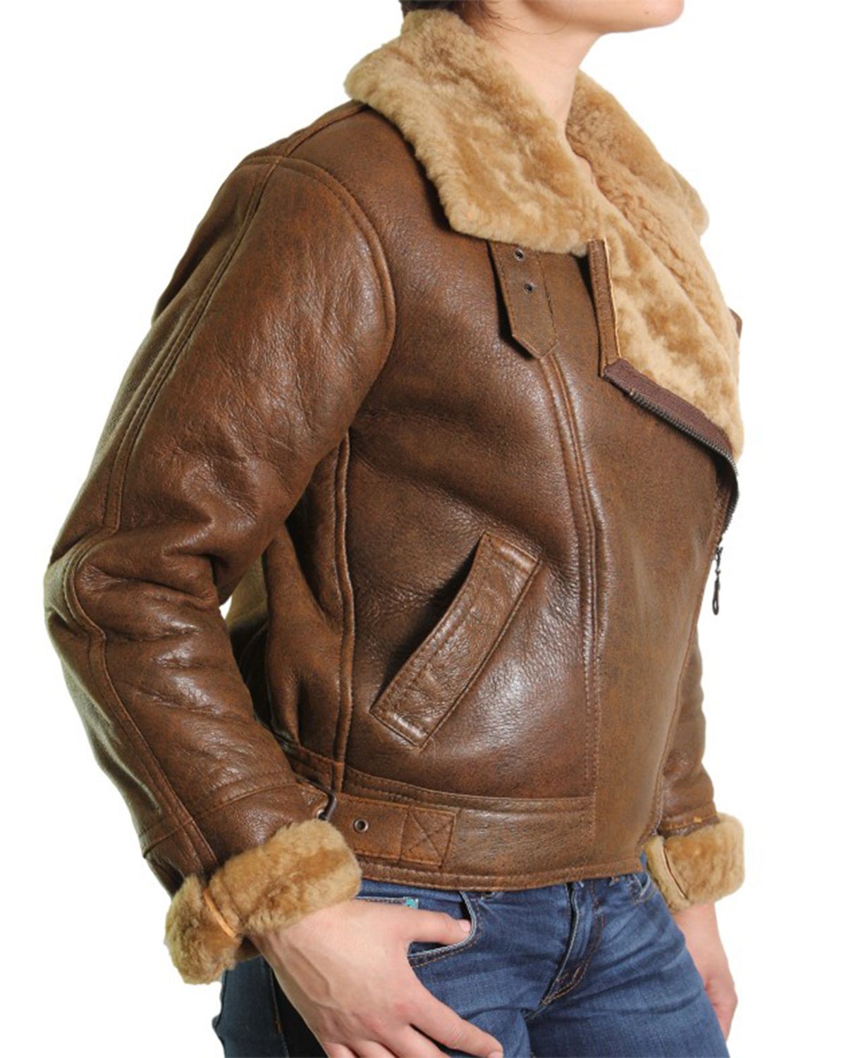 Fur Shearling Brown Bomber Jacket For Womens | Elite Jacket