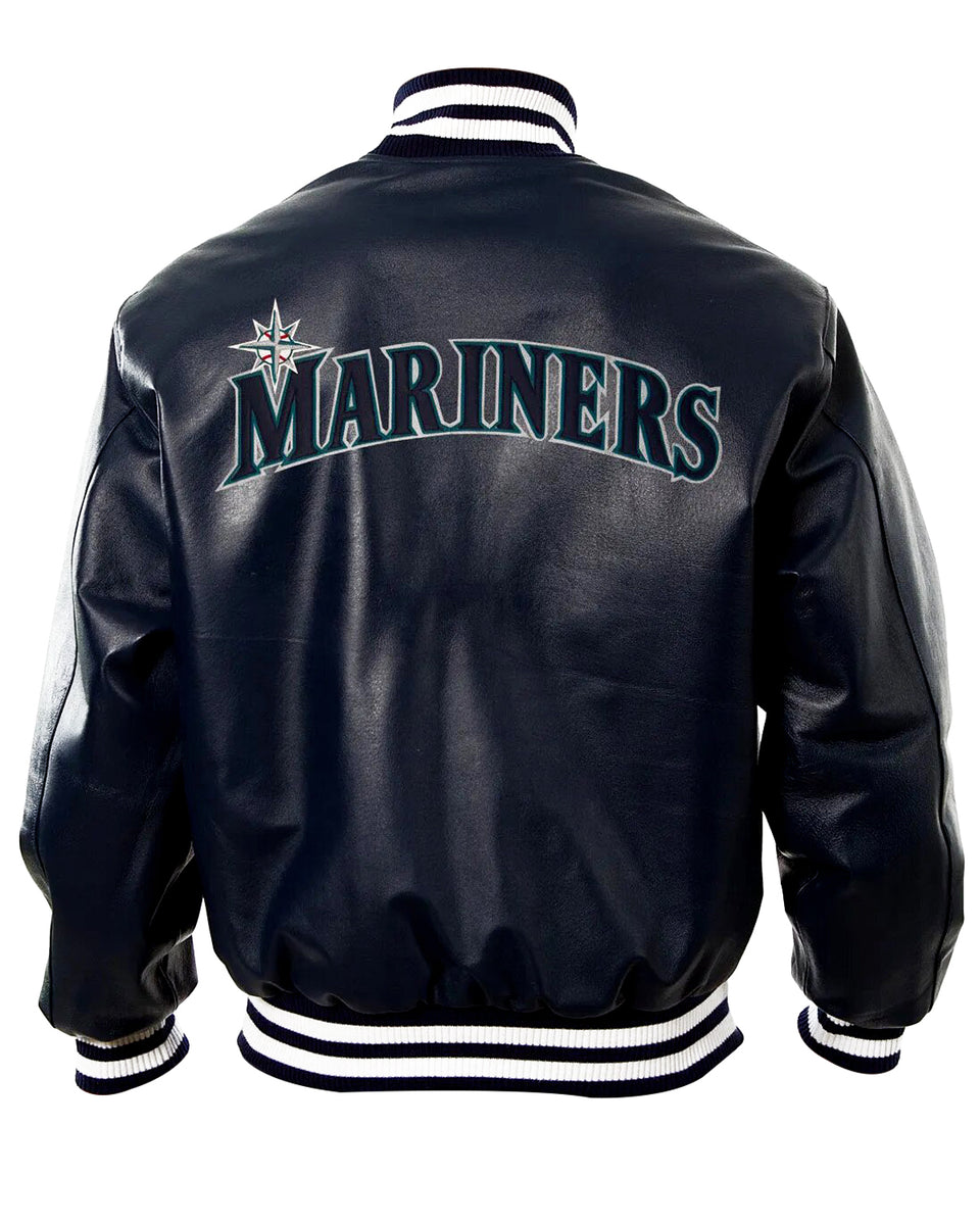 Seattle Mariners Navy Blue Leather Letterman Jacket Elite Jacket