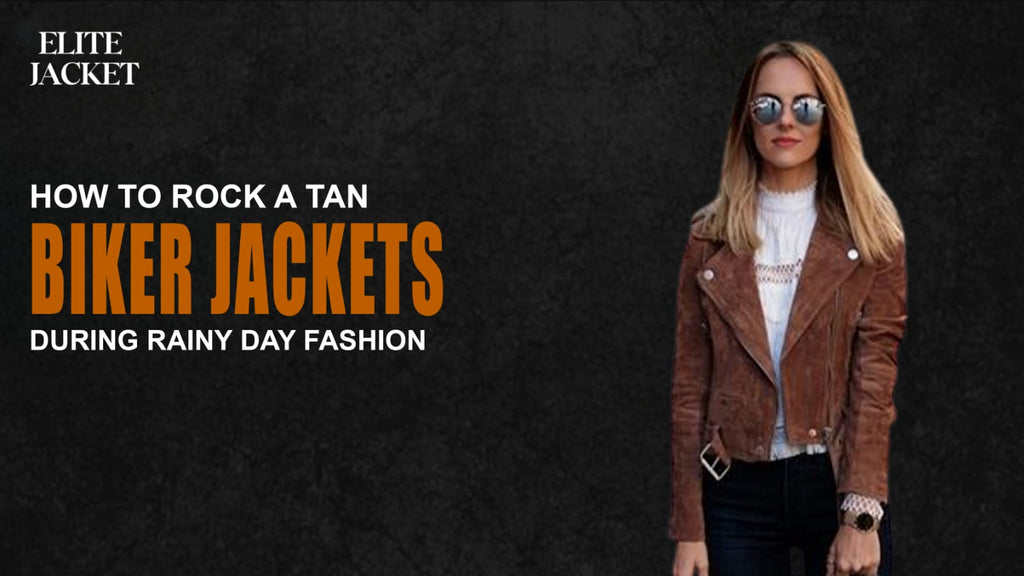 How to Rock a Tan Biker Jacket During Rainy Day Fashion