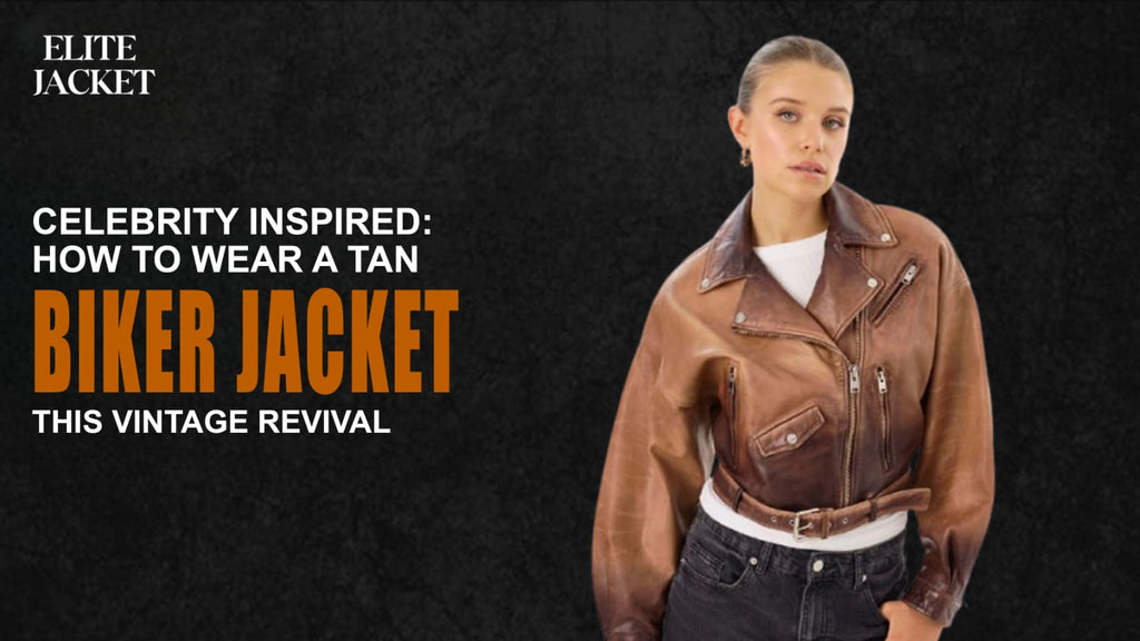 Celebrity Inspired: How to Wear a Tan Biker Jacket This Vintage Revival