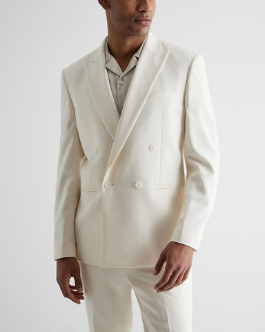 Mens White Double Breasted Tuxedo Suit