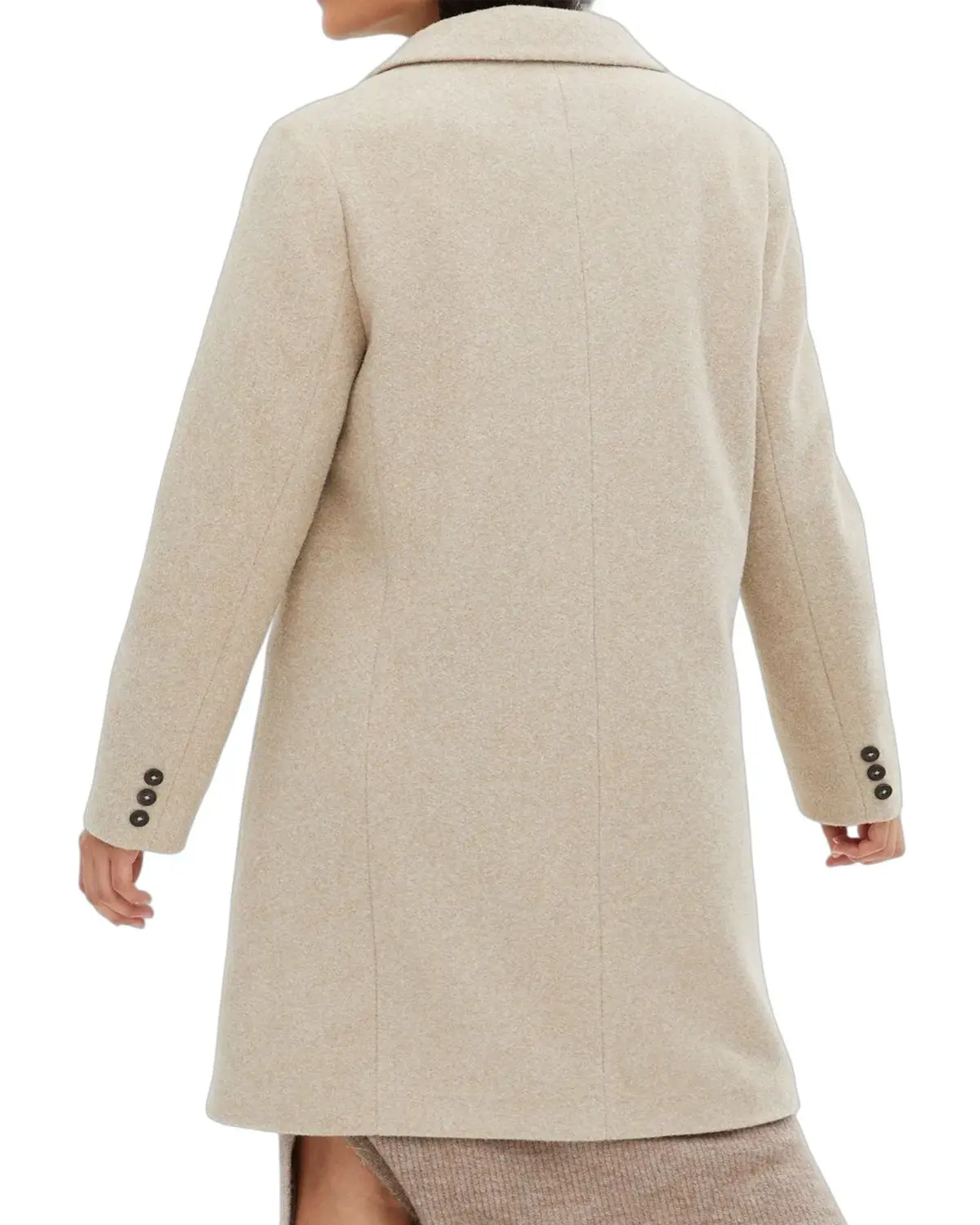 Womens Off White Wool Long Coat | Elite Jacket