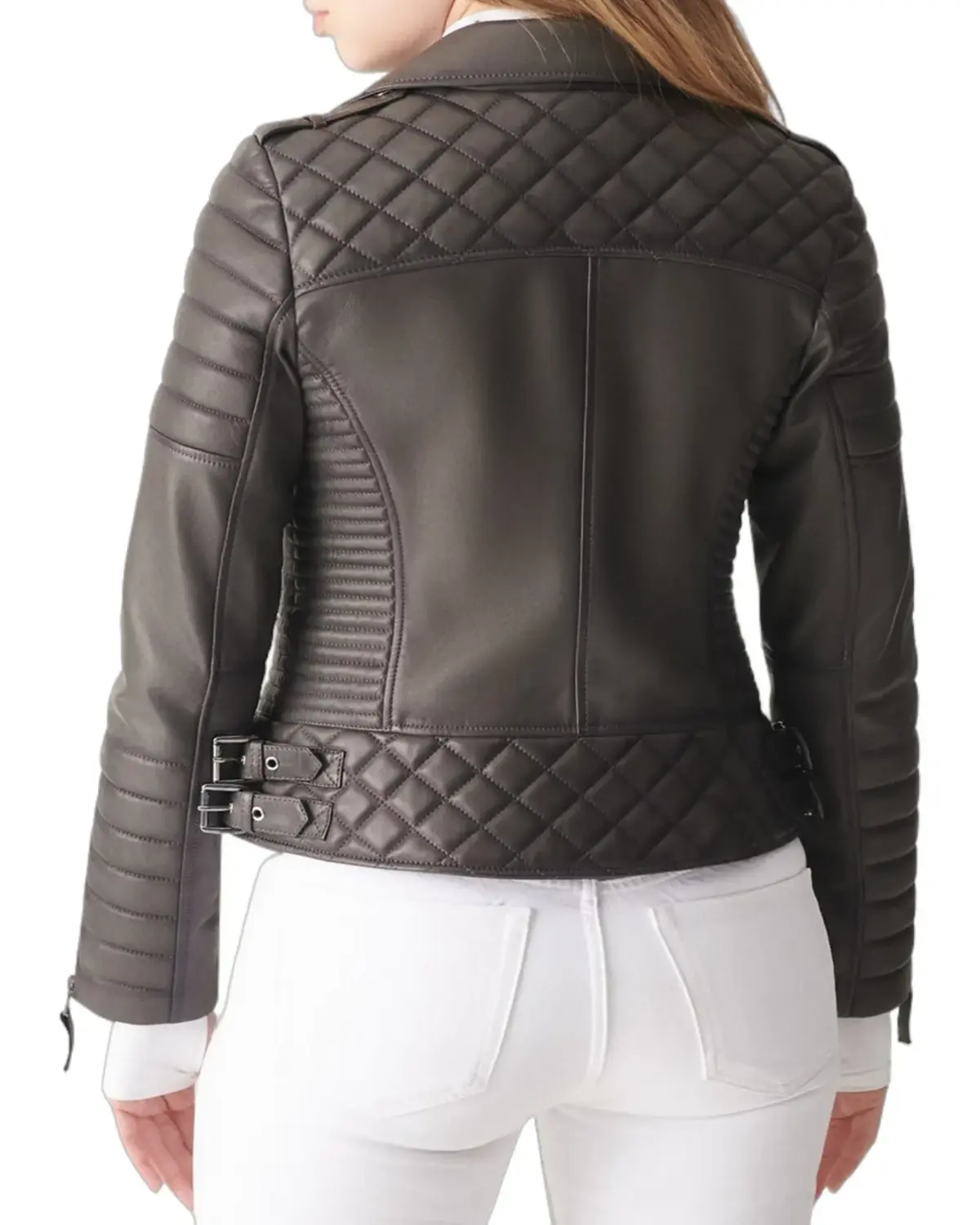 Womens Padded Black Biker Leather Jacket | Elite Jacket