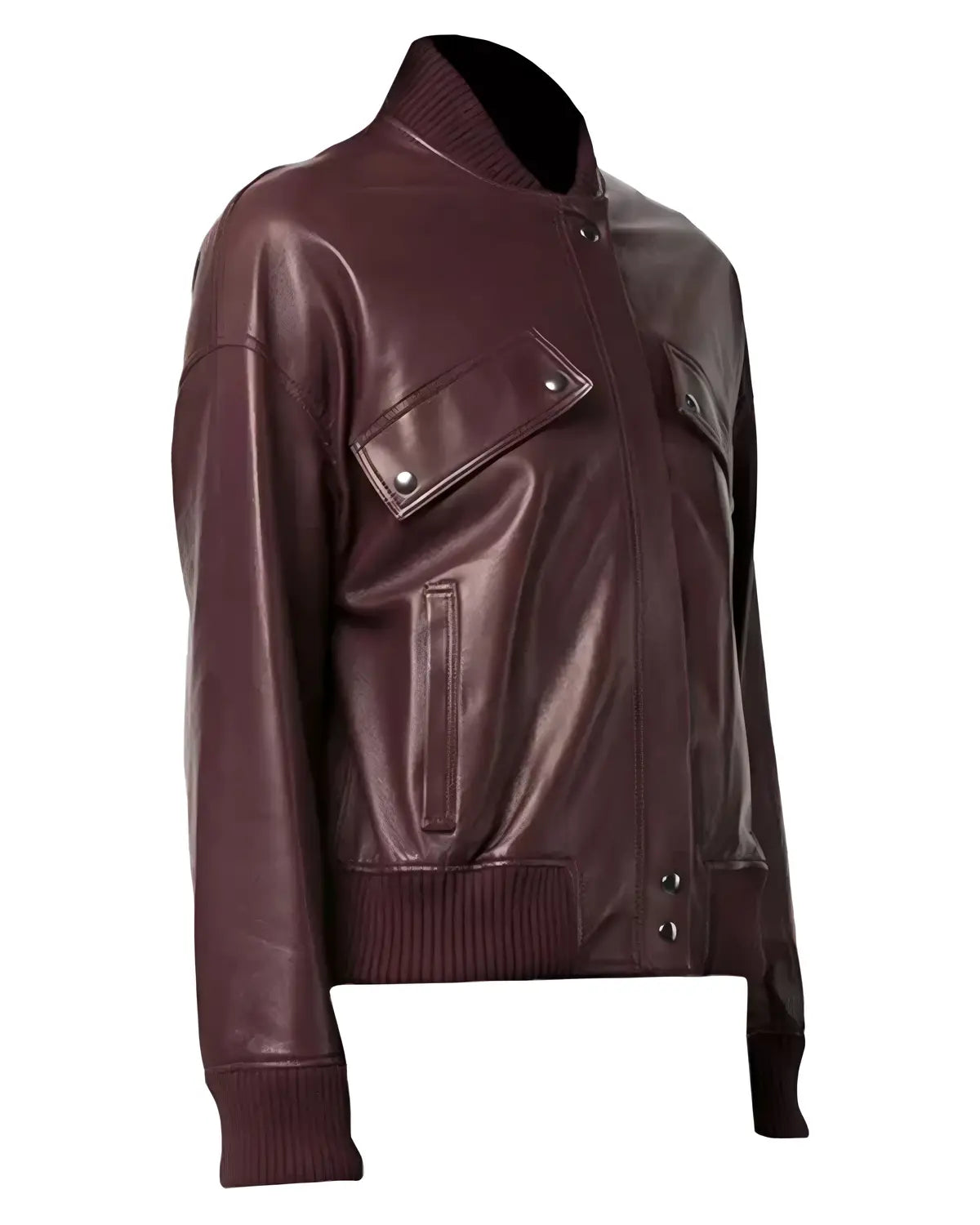 Womens Maroon Leather Bomber Jacket | Elite Jacket