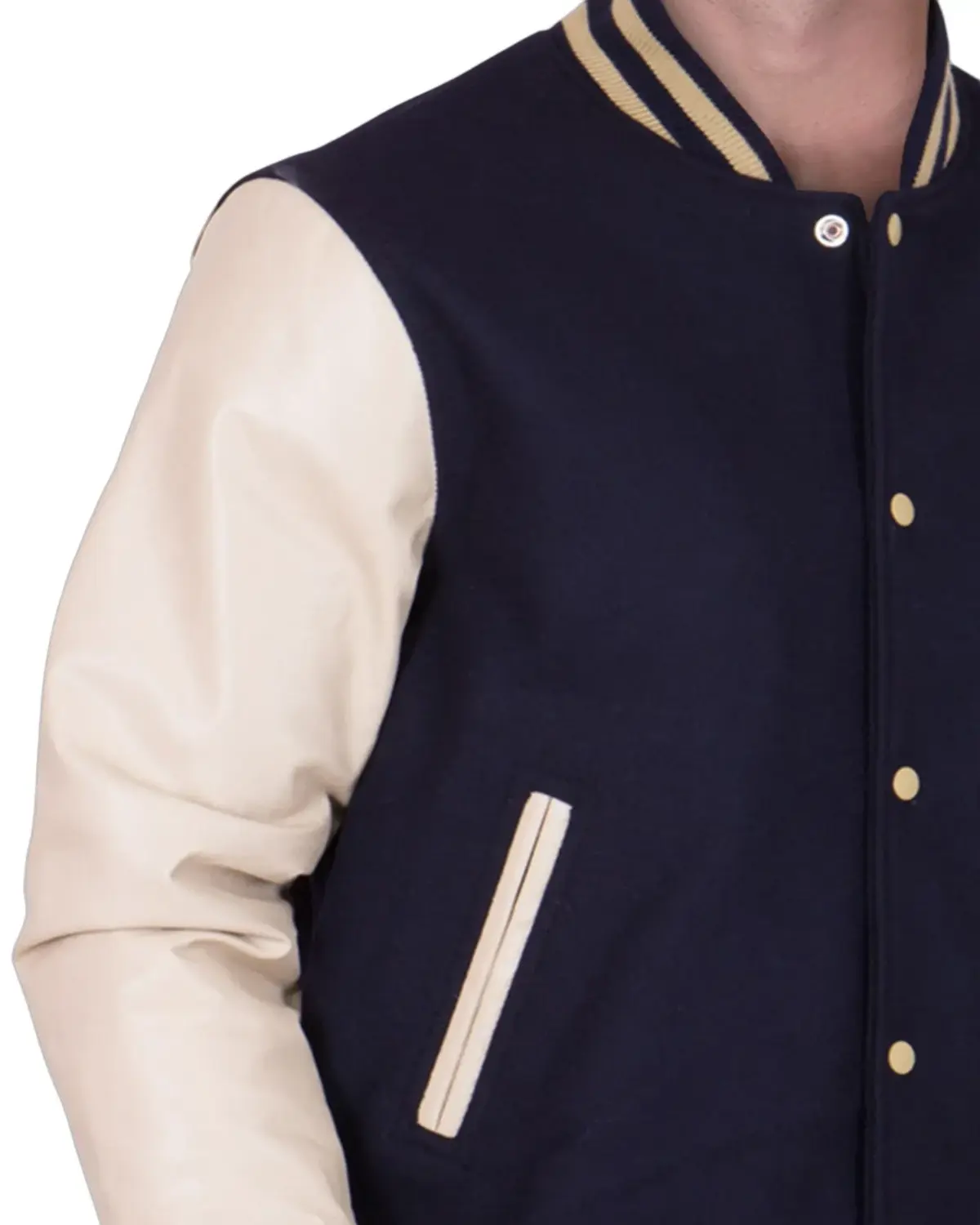 Mens Black and Beige Varsity Jacket | Elite Jacket