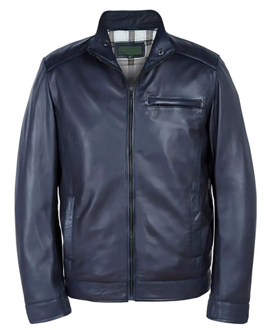 Mens Navy Blue Leather Jacket | Elite Jacket