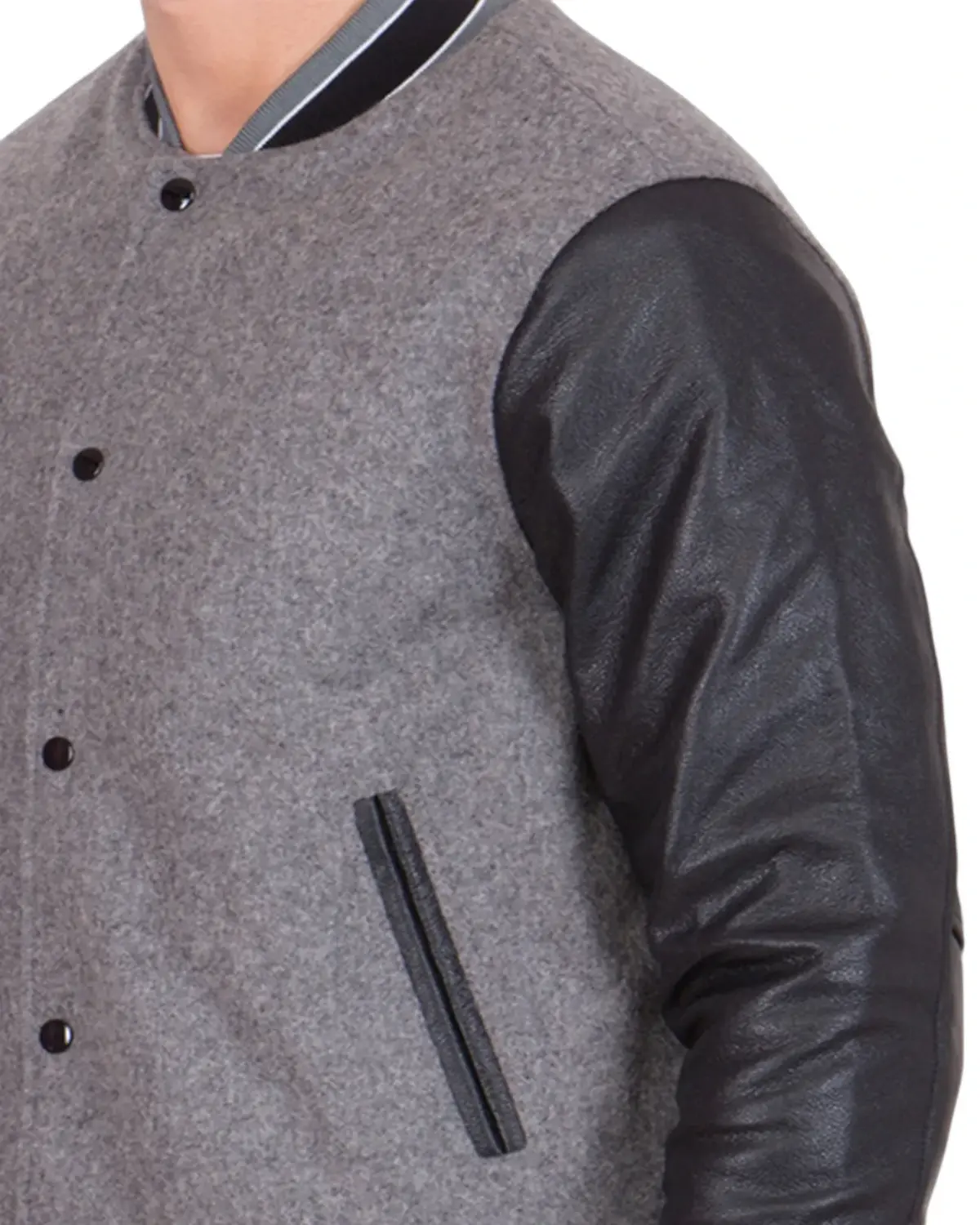 Mens Gray and Black Varsity Jacket | Elite Jacket