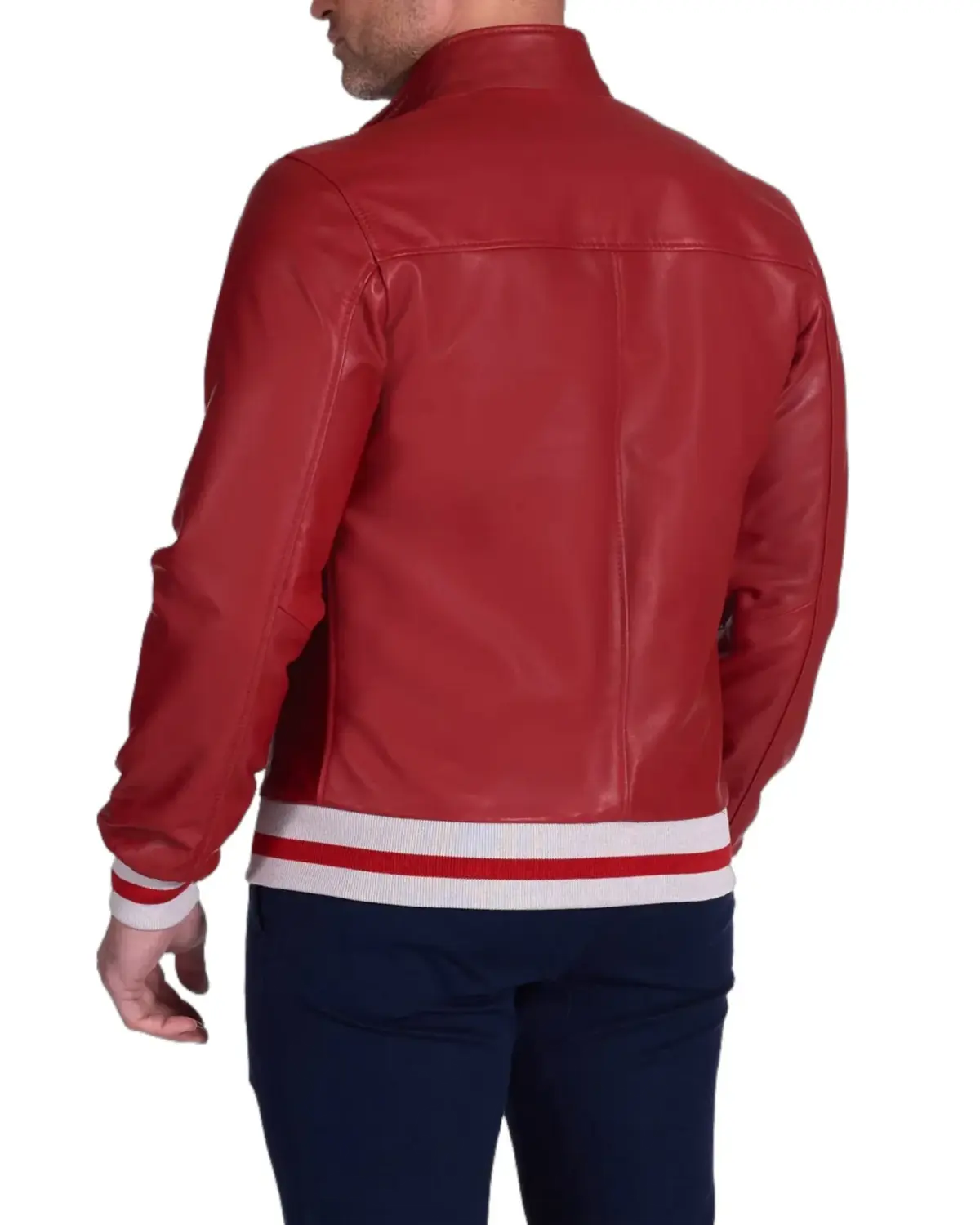 Mens Authentic Red Bomber Leather Jacket | Elite Jacket