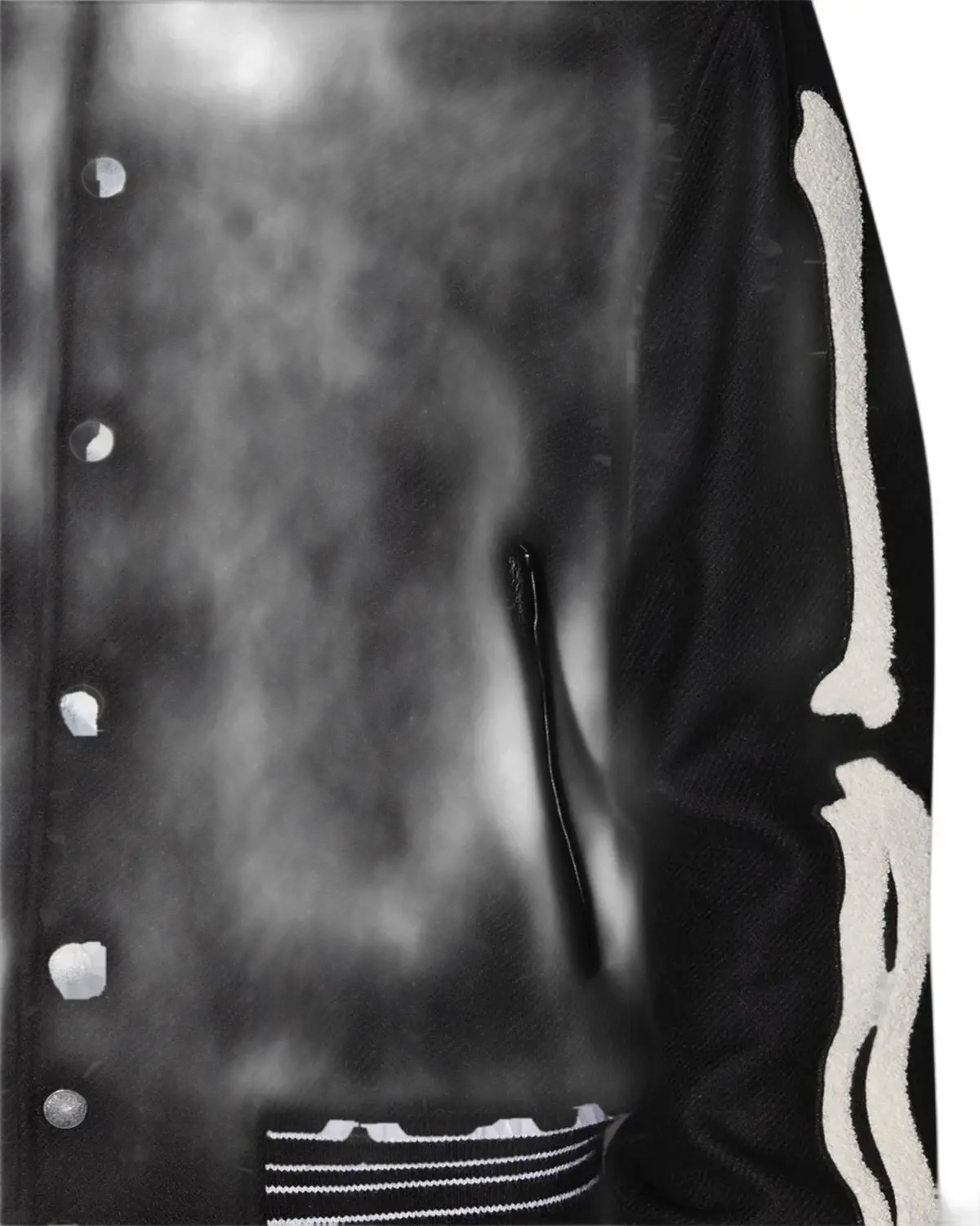 Mens Deep Black Bone Design Varsity Jacket | Elite Jacket