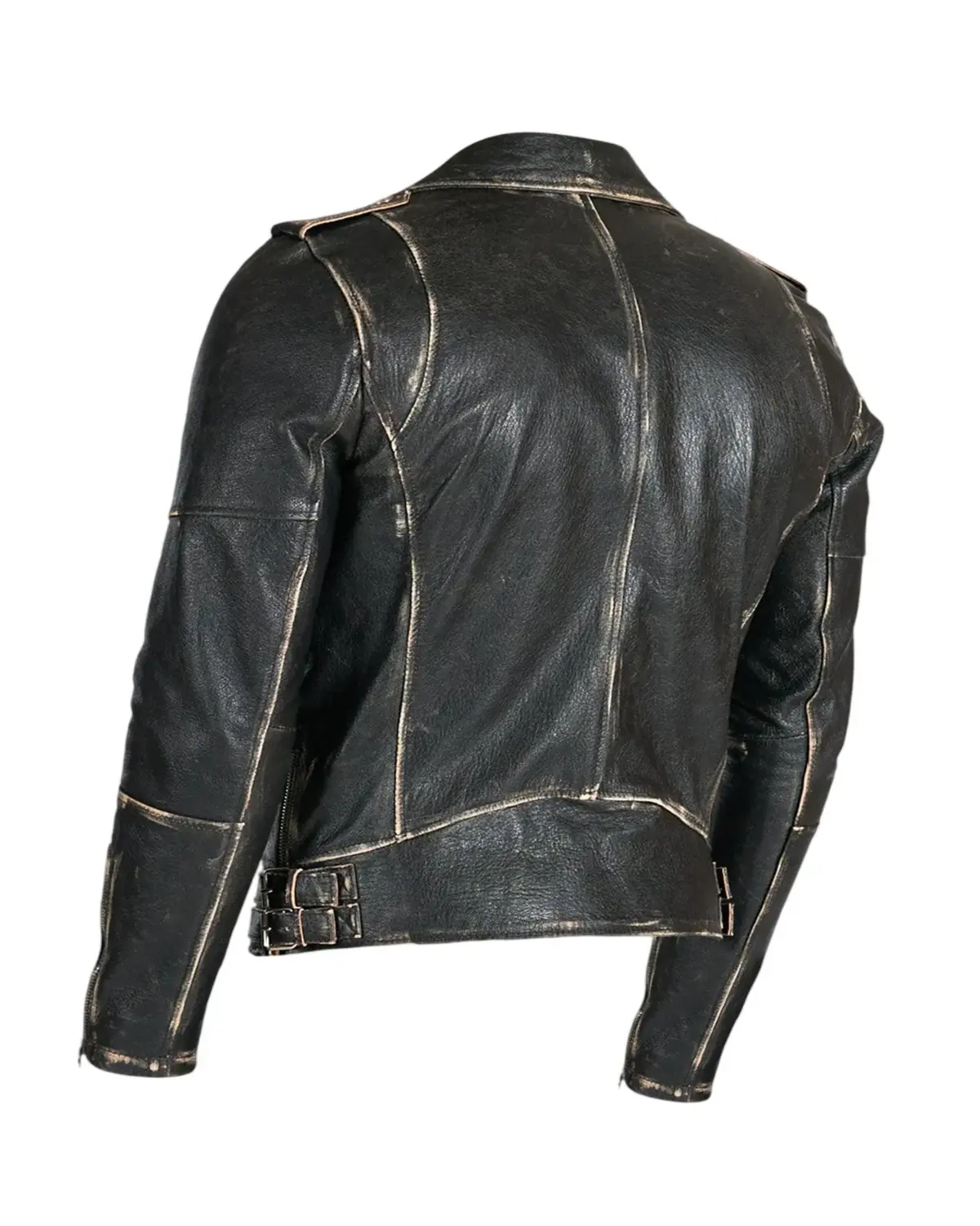 Mens Distressed Black Biker Leather Jacket | Elite Jacket