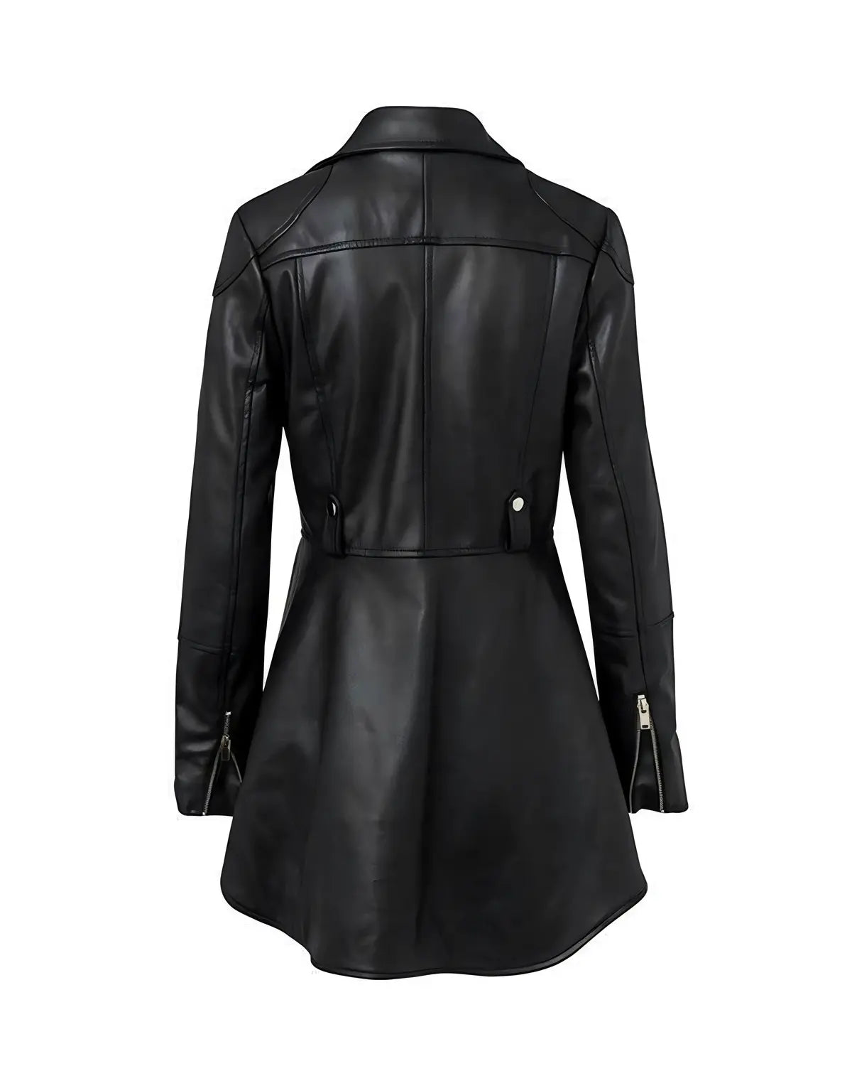 Womens Black Richline Peplum Leather Jacket | Elite Jacket