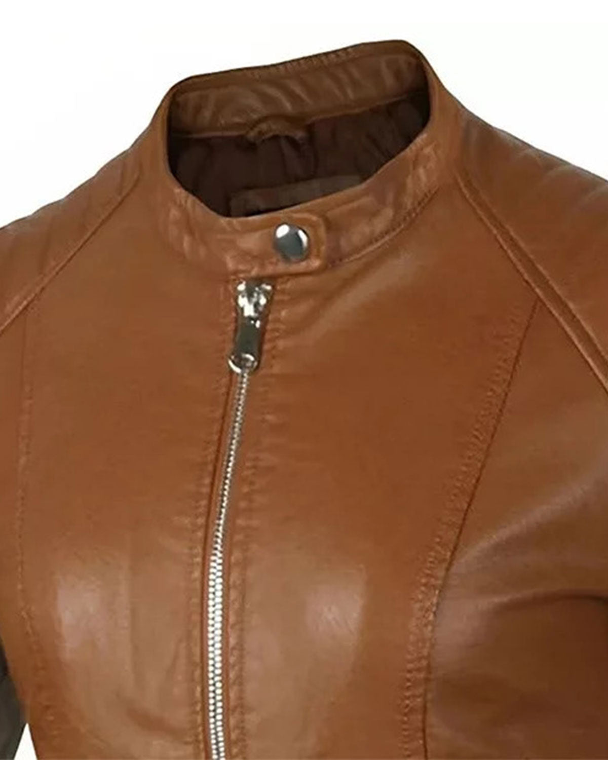 Womens Cognac Brown Cafe Racer Leather Jacket | Elite Jacket