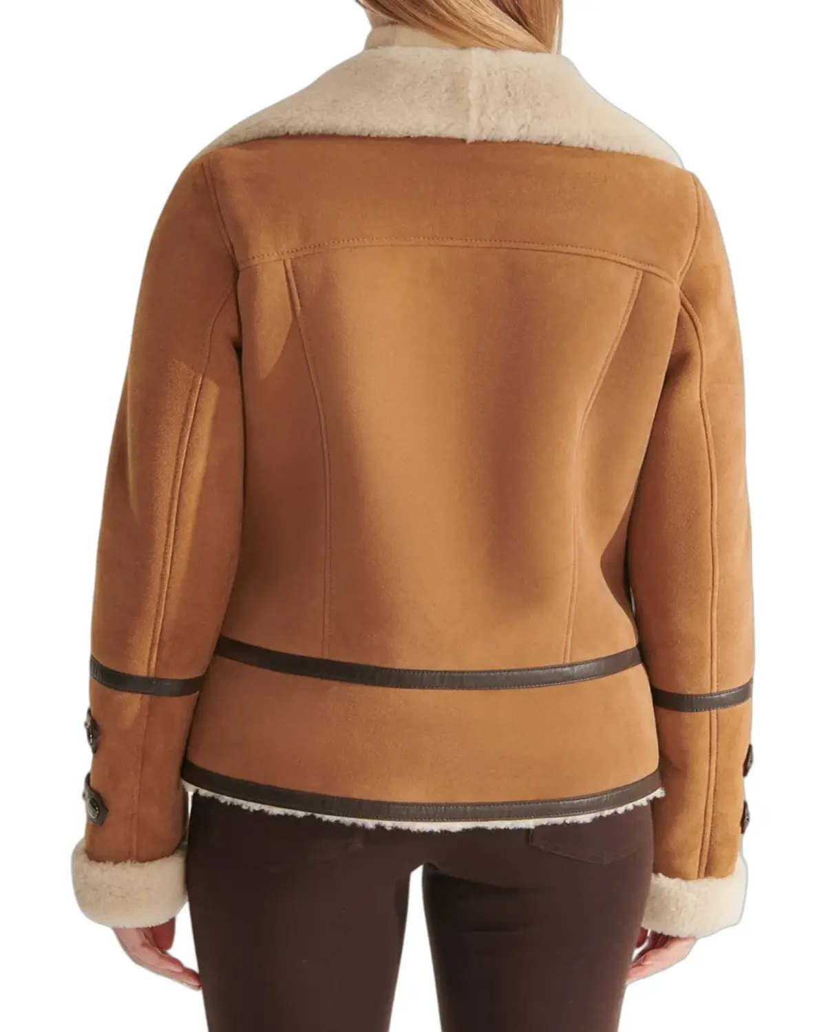 Womens Tan Suede Shearling Leather Jacket