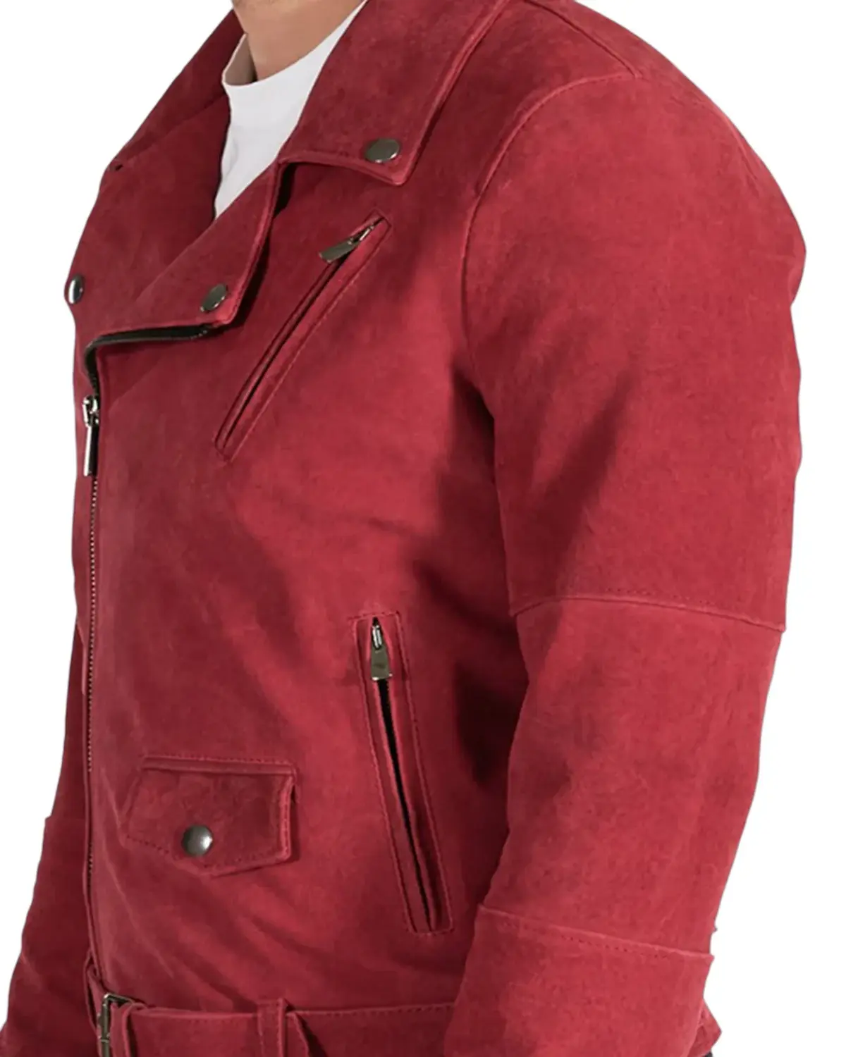 Mens Bright Red Suede Leather Jacket | Big Discounts!