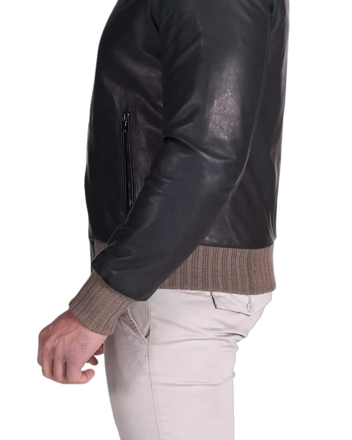 Mens Vintage Style Black Bomber Leather Jacket | Elite