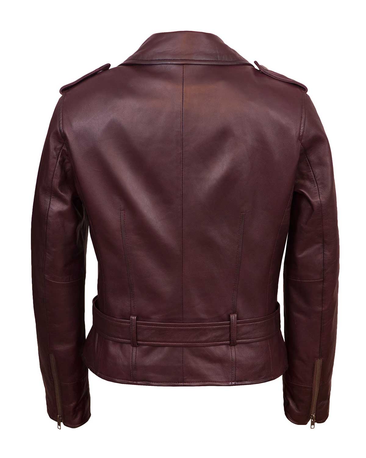 Elite Women’s Biker Burgundy Leather Jacket
