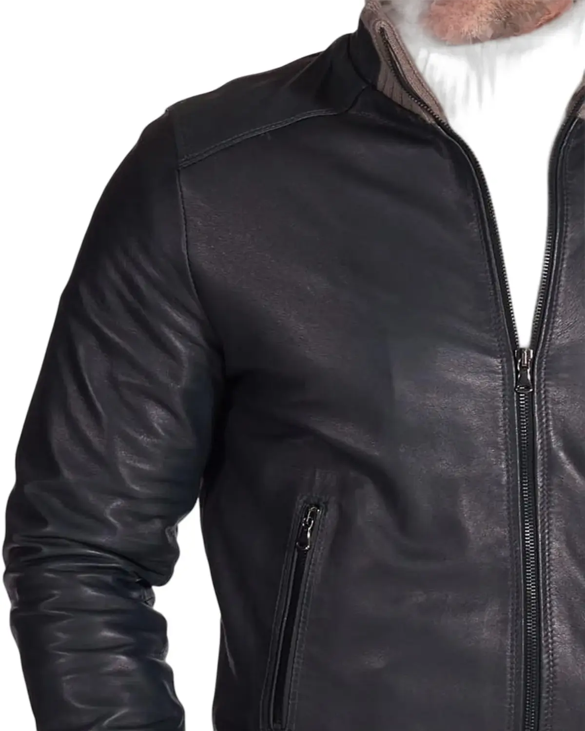 Mens Vintage Style Black Bomber Leather Jacket | Elite