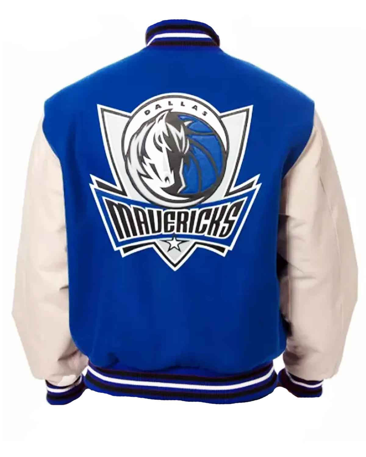 NBA Dallas Mavericks Letterman Blue And White Varsity Jacket