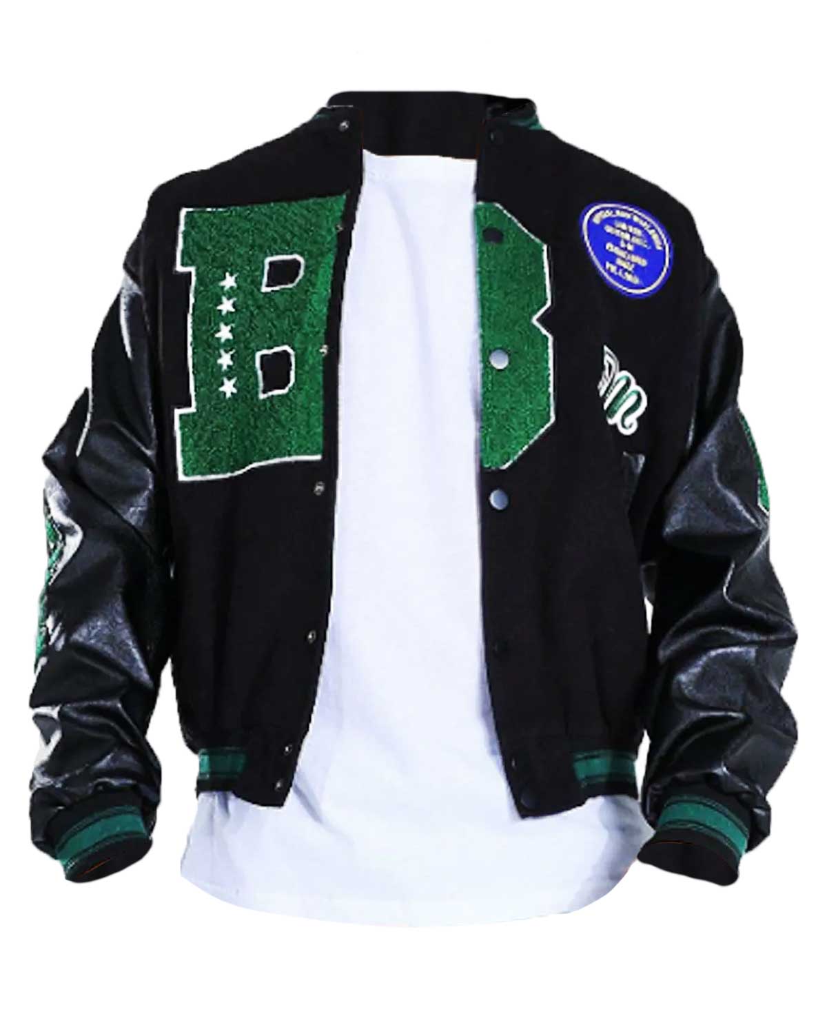B Patch Letterman Bomber Varsity Jacket | Elite Jacket