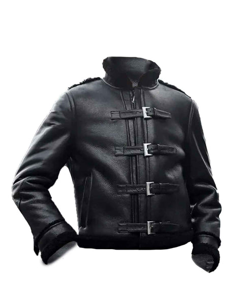 Mens B2 Bomber Black Shearling Sheepskin Motorcycle Jacket – Elite