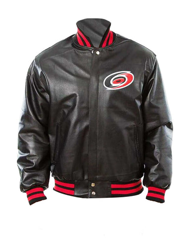 Carolina Hurricanes Black Leather Bomber Jacket | Elite Jacket