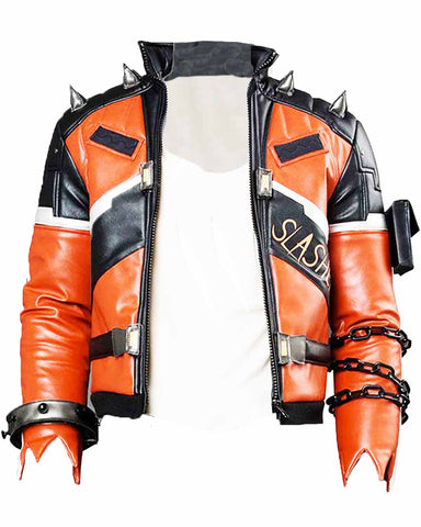 Mens Overwatch Slasher Soldier 76 Halloween Leather Jacket 