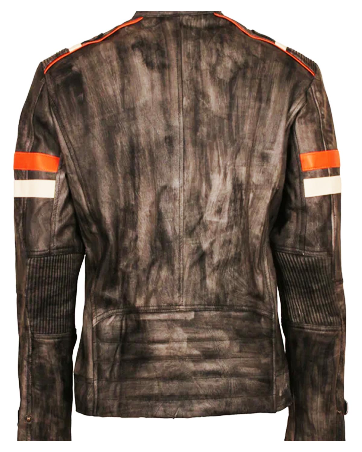 Mens Cafe Racer Slim Fit Distressed Brown Leather Jacket