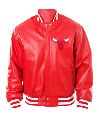 Chicago Bulls Red Letterman Leather Jacket | Elite Jacket
