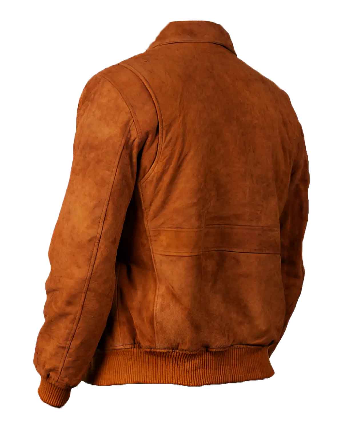 Mens Brown Shirt Collar Suede Bomber Jacket | Elite Jacket