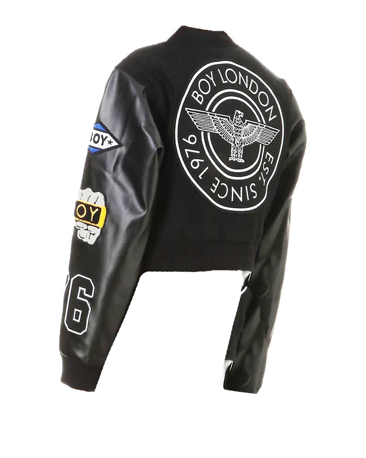 Boy London Cropped Black Letterman Jacket | Elite Jacket