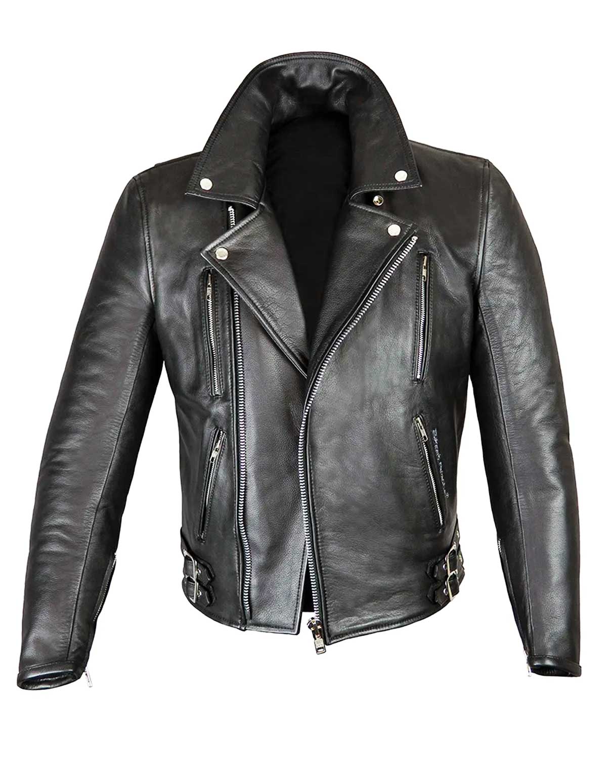 Lapel Collar Patrol Biker Black Leather Jacket | Elite Jacket